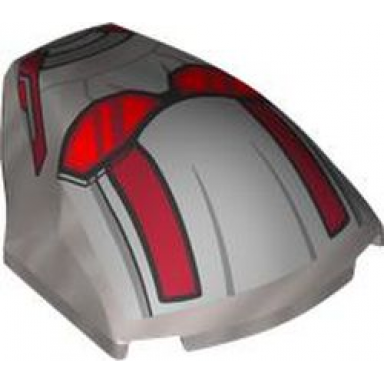 flat silver large figure armor smooth with 2 x 2 round brick attachment with red and dark red ant-man mask and glasses pattern