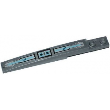 flat silver slope curved 10 x 1 with silver and medium azure microchips and circuitry pattern sticker - set 70170