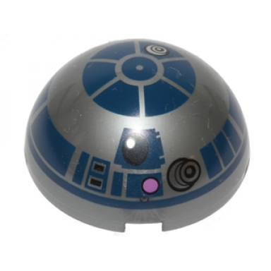 flat silver cylinder hemisphere 4 x 4 with r2-d2 astromech droid pattern