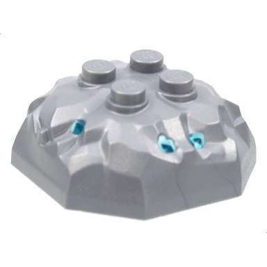 flat silver rock 4 x 4 octagonal boulder top with molded trans-light blue crystals pattern