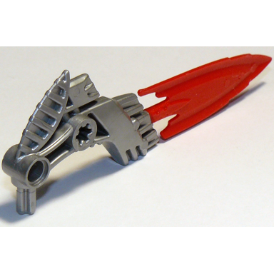 flat silver hero factory weapon fire shooter with molded flexible rubber red blade pattern