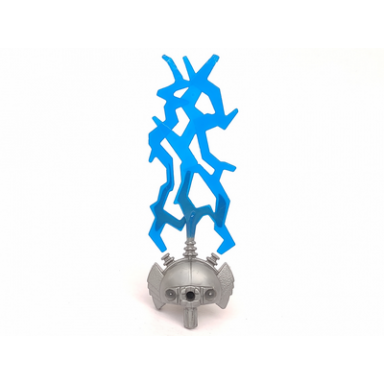flat silver hero factory weapon triple lightning bolts with marbled trans-dark blue pattern