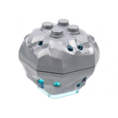 flat silver rock 4 x 4 octagonal boulder with molded trans-light blue crystals pattern 88644pb01 87398pb01