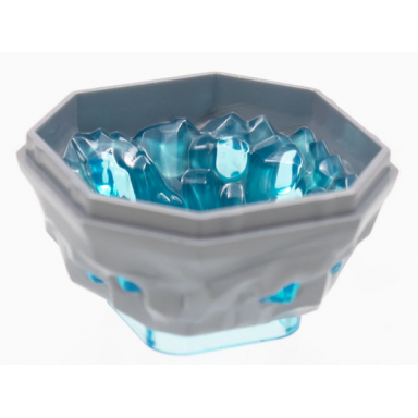 flat silver rock 4 x 4 octagonal boulder bottom with molded trans-light blue crystals pattern