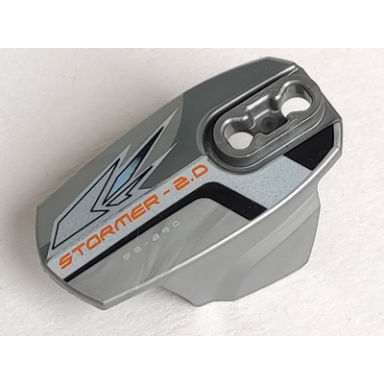 flat silver hero factory armor with ball joint socket - size 5 with stormer 2.0 pattern