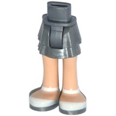 flat silver mini doll hips and skirt layered light nougat legs and white shoes with ankle straps pattern - thick hinge