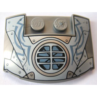 flat silver wedge 3 x 4 x 2 3 triple curved with armor plates and fan blade with grille pattern