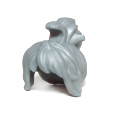 flat silver minifigure hair female messy with swept-up ponytail side bangs and clip