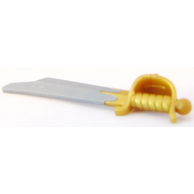 flat silver minifigure weapon sword cutlass elaborate with molded pearl gold handle