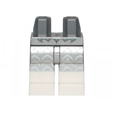 flat silver hips and legs with white curved lines stars dots and boots pattern