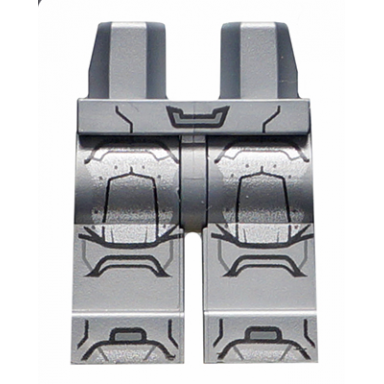 flat silver hips and legs with iron man silver armor plates pattern