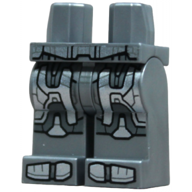 flat silver hips and legs with silver armor panels with dark bluish gray trim on waist thighs knees and boot tips pattern
