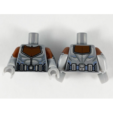 flat silver torso armor reddish brown chest pattern light bluish gray arms with reddish brown short sleeves silver armor pattern light bluish gray hands