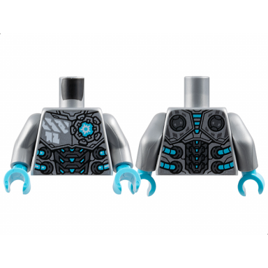 flat silver torso silver chest and dark silver abdomen armor plates white markings medium azure crystal hoses and trim pattern flat silver arms medium azure hands