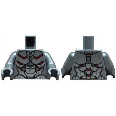 flat silver torso robot armor with silver panels with dark bluish gray and red trim pattern flat silver arms flat silver hands