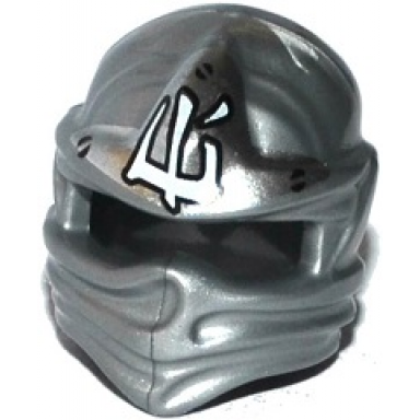 flat silver minifigure headgear ninjago wrap with white ninjago logogram ice pattern