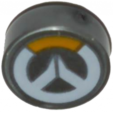 flat silver tile round 1 x 1 with overwatch logo pattern