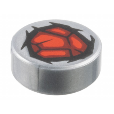 flat silver tile round 1 x 1 with red dark red and black rock pattern marvel comics bloodstone gem