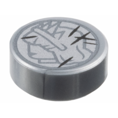 flat silver tile round 1 x 1 with dark silver lady liberty head profile and black scratches on silver background coin pattern