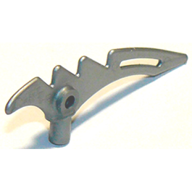flat silver minifigure weapon crescent blade serrated with bar