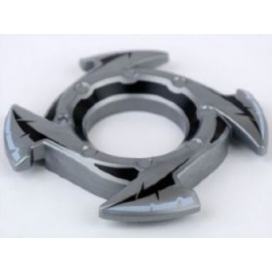 flat silver ring 4 x 4 with 2 x 2 hole and 4 arrow ends with black spikes pattern ninjago spinner crown