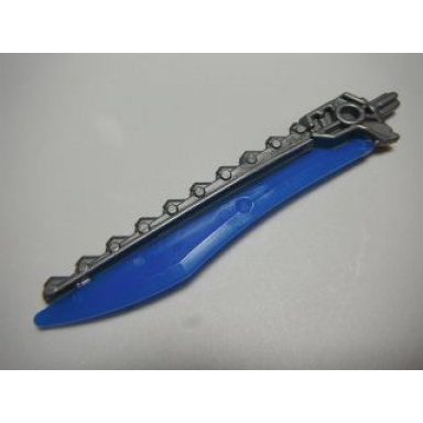 flat silver hero factory weapon saw with molded trans-dark blue sword blade pattern