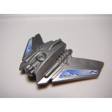 flat silver hero factory shoulder armor with wings with blue and white fracture pattern stickers - set 6230