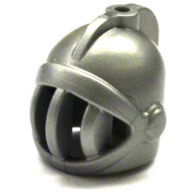 flat silver minifigure headgear helmet castle with fixed face grille