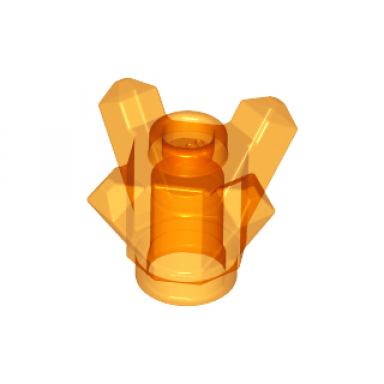 trans-orange rock 1 x 1 crystal 4 point brick round 1 x 1 with 4 upward fins points