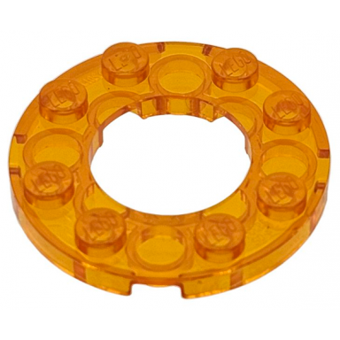 trans-orange plate round 4 x 4 with 2 x 2 round open center