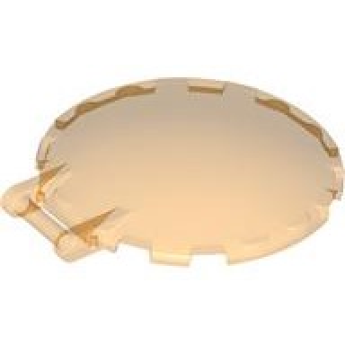 trans-orange dish 6 x 6 inverted with bar handle