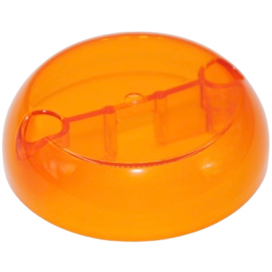 trans-orange cylinder hemisphere 7 x 7 flat pod half with 2 pin holes
