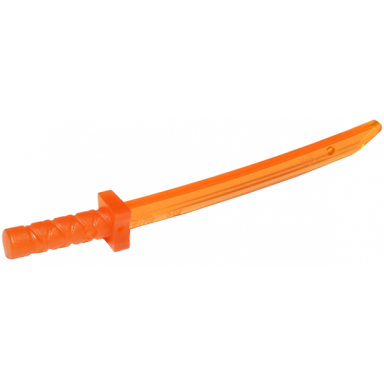 trans-orange minifigure weapon sword shamshir katana square guard with capped pommel and holes in crossguard and blade
