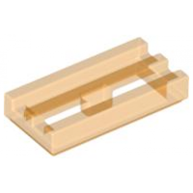 trans-orange tile modified 1 x 2 grille with bottom groove