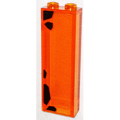 trans-orange brick 1 x 2 x 5 with black rocks pattern sticker - set 70631