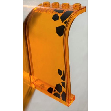 trans-orange panel 3 x 4 x 6 curved top with black rocks pattern sticker - set 70631