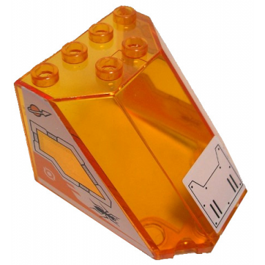 trans-orange windscreen 5 x 4 x 3 with shield pattern on front and modified classic space logo and ant pattern on both sides stickers - set 7648