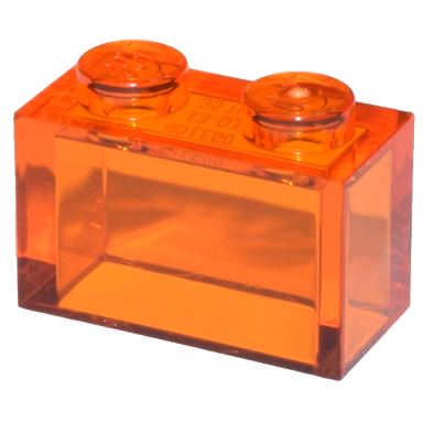 trans-orange brick 1 x 2 without bottom tube