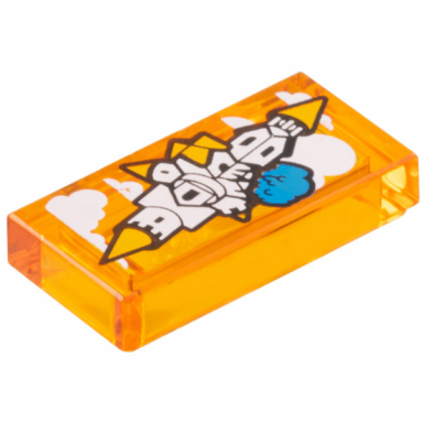 trans-orange tile 1 x 2 with floating castle in the sky with orange roofs white clouds and dark azure tree pattern