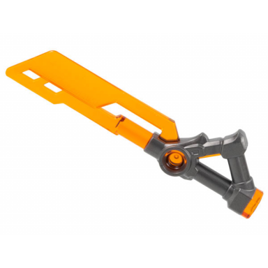 trans-orange minifigure weapon sword with 3 holes in blade with molded pearl dark gray triangular hilt pattern ninjago imperium sword