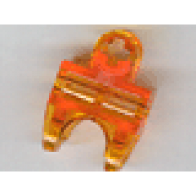 trans-orange technic axle connector 2 x 3 with ball joint socket - open sides angled forks with closed axle holes