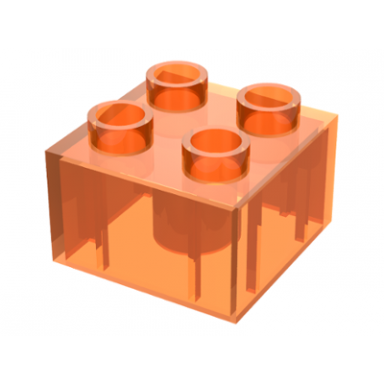 trans-orange duplo brick 2 x 2
