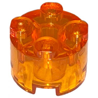 trans-orange brick round 2 x 2 with axle hole