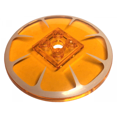 trans-orange dish 6 x 6 inverted radar - solid studs with white orange fruit slice albedo pattern