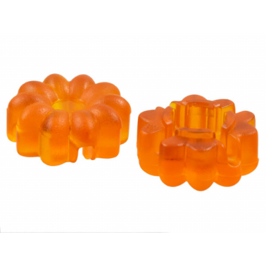 trans-orange clikits icon flower 10 petals 2 x 2 small with hole frosted solid and transparent colors