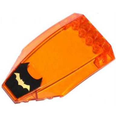 trans-orange windscreen 10 x 6 x 2 curved with gold bat logo on black background pattern sticker - set 76012