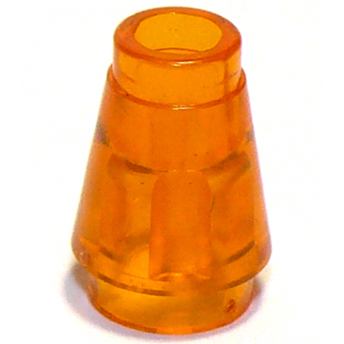 trans-orange cone 1 x 1 with top groove