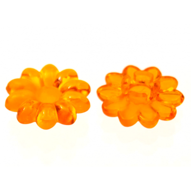 trans-orange clikits icon flower 10 petals 2 x 2 small with pin polished transparent colors only