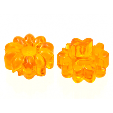 trans-orange clikits icon flower 10 petals 2 x 2 small with hole polished transparent colors only
