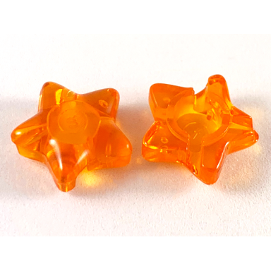 trans-orange clikits icon star 2 x 2 small with hole
